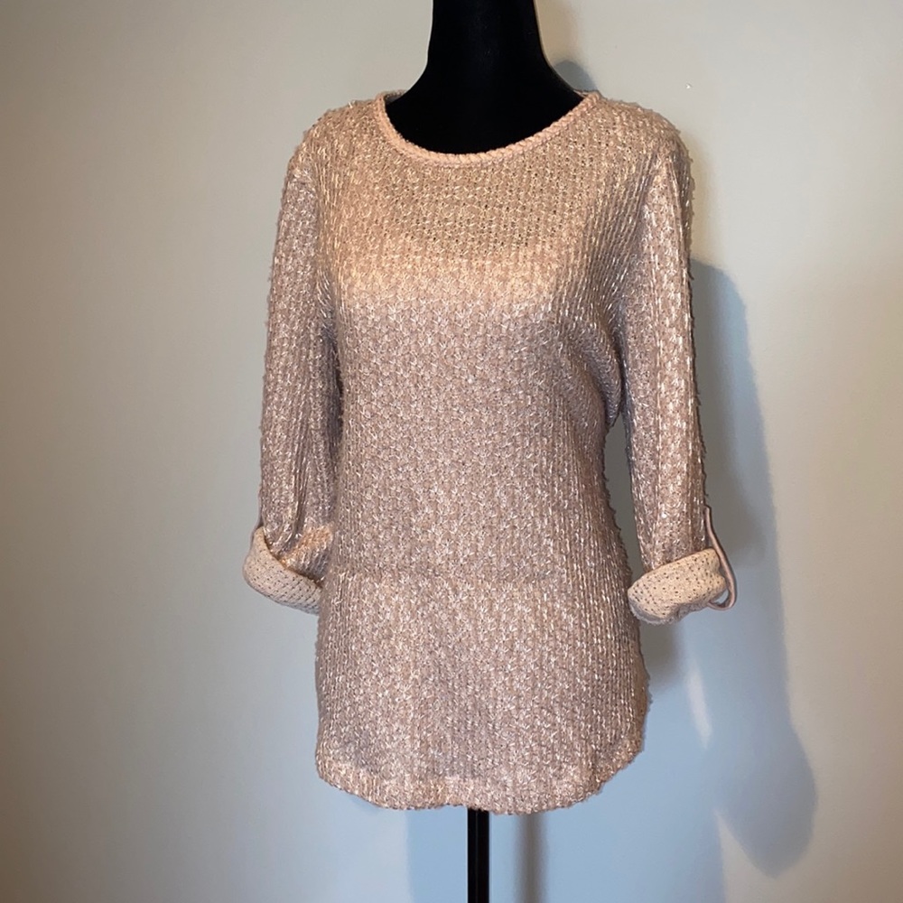 Ali miles metallic plum sweater lace back PXL